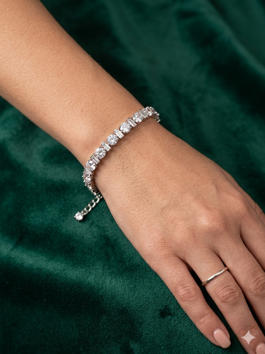 Silver Adjustable Tennis Bracelet for Women
