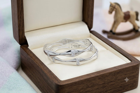 Orbit Spark Silver Bangles for Born Baby kids