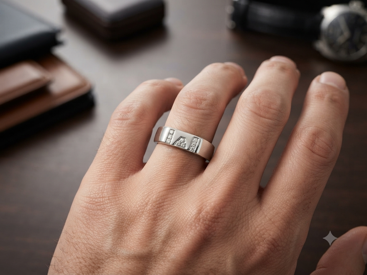 Geometric Signet Sterling Silver Ring for Men