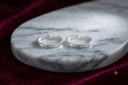 Minimalist 925 Silver Braided Band Adjustable Toe Ring Pair (Bichhiya)
