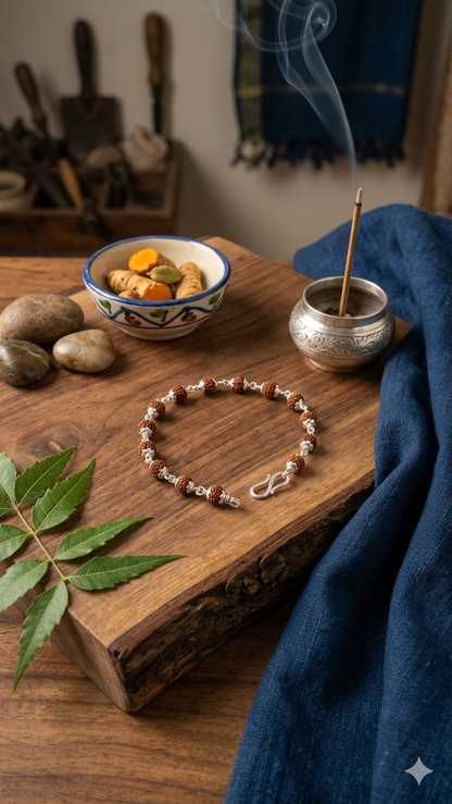 Silver Rudraksha Bracelet / rakhi