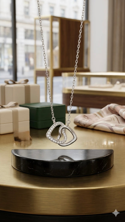 Aavika Zevar double heart shape Pendant Necklace