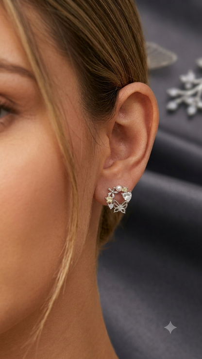Aavika Zevar Sparkling CZ Teardrop Pearl Earrings | Premium Silver Jewelry for Girls