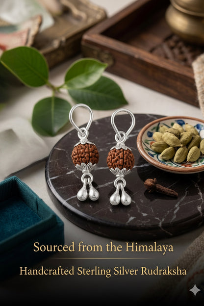 Pure Silver unisex rudraksha pendant ( 2 piece )