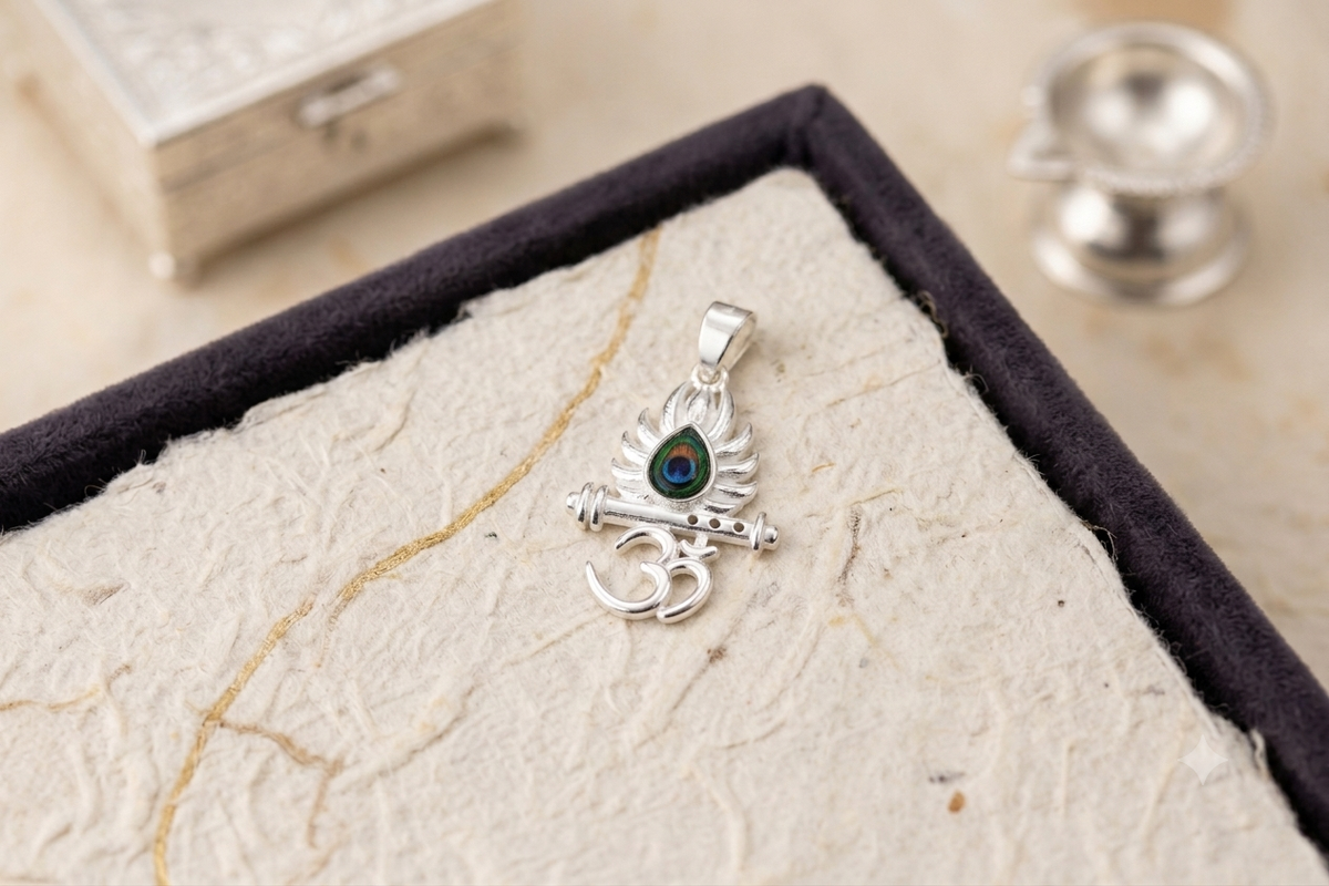 Krishna with aum Pendant for Men & Women | Lord krishna and aum Locket | Spiritual Religious Jewellery for Daily Wear & Gift