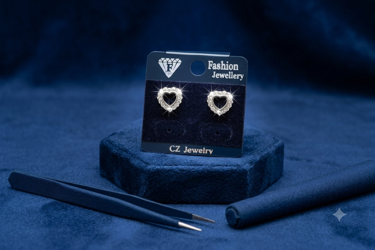 Sparkling Heart-Shaped Italian 925 Silver Tops Earrings