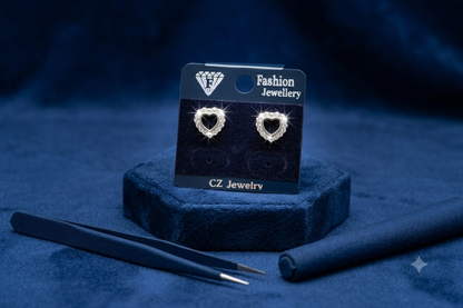Sparkling Heart-Shaped Italian 925 Silver Tops Earrings