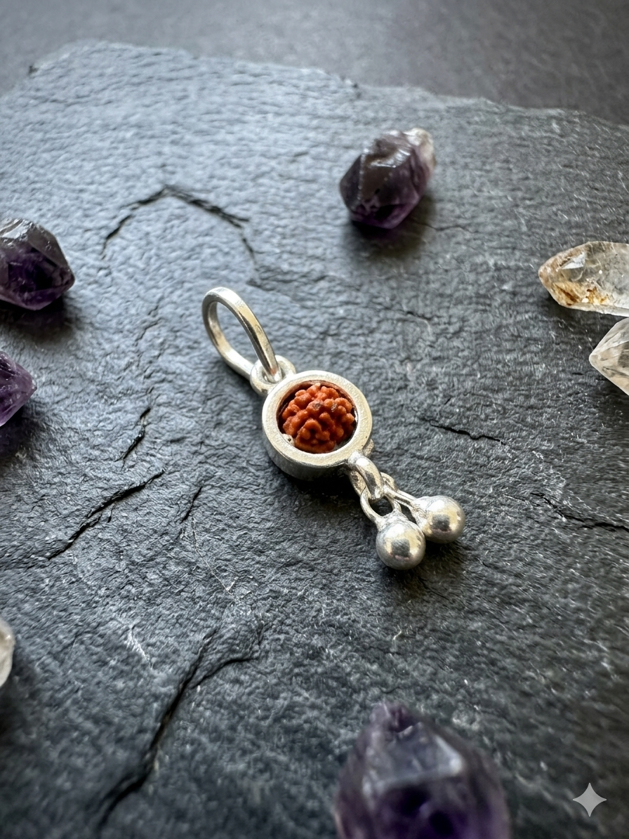 Pure Silver unisex rudraksha pendant