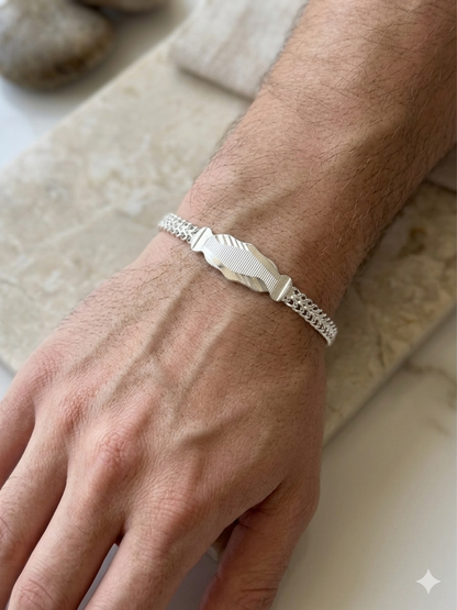 Elegant Men's Silver Franco Link ID Bracelet