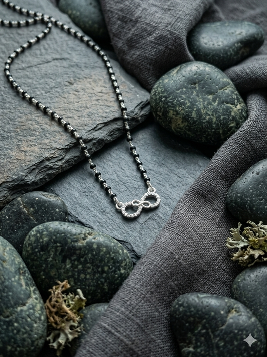 UrbanElegance Minimalist Silver Mangalsutra infinity pendant