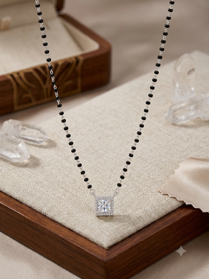 Stylish square Pendant Silver Mangalsutra for Women