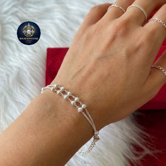 Aavikazevar Minimal Silver Bracelet | Timeless three layer Silver hand mangalsutra for Everyday Elegance