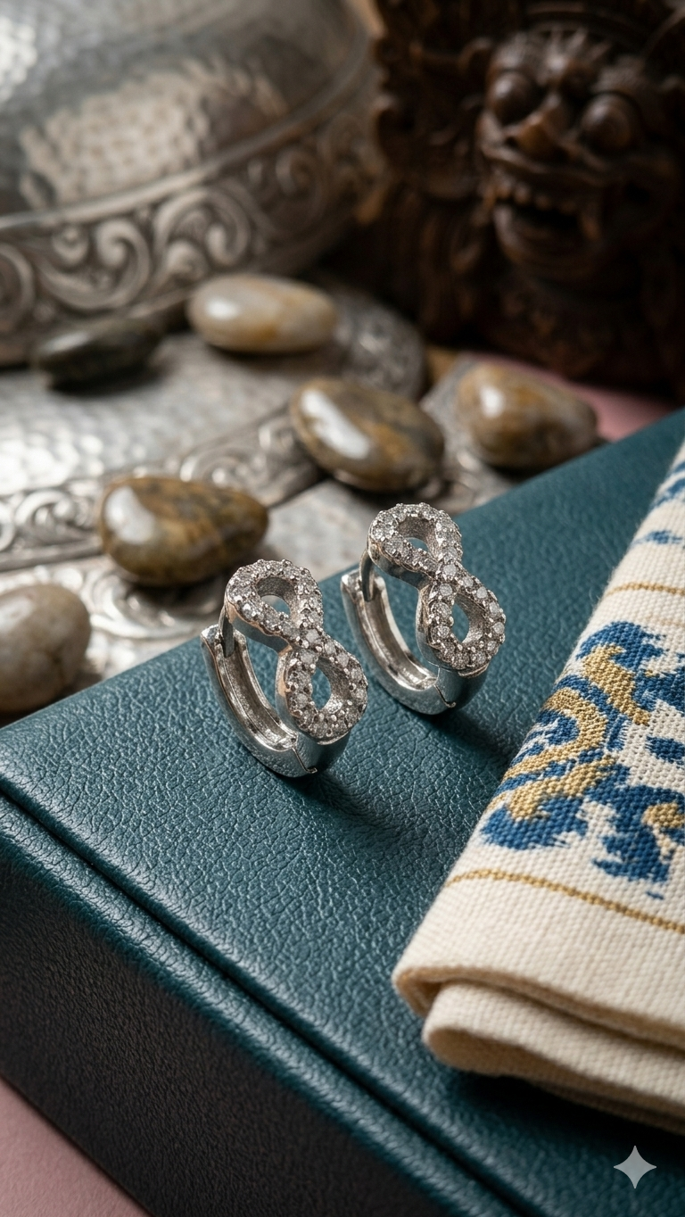 925 Sterling Silver Infinity Hoop Earrings | Aavika Zevar Diamond & CZ Bali