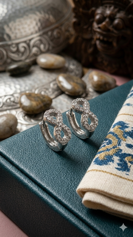 925 Sterling Silver Infinity Hoop Earrings | Aavika Zevar Diamond & CZ Bali