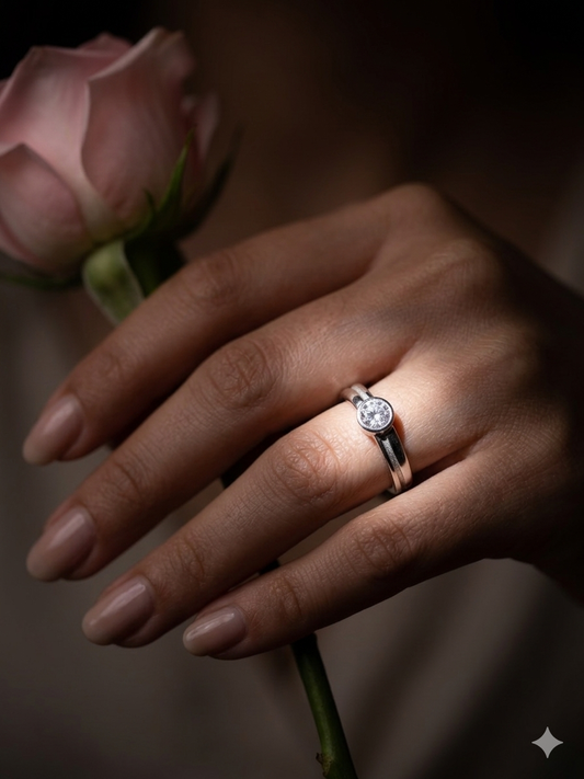 925 Sterling Silver soliter Ring for Women | Elegant Daily Wear Silver Ring