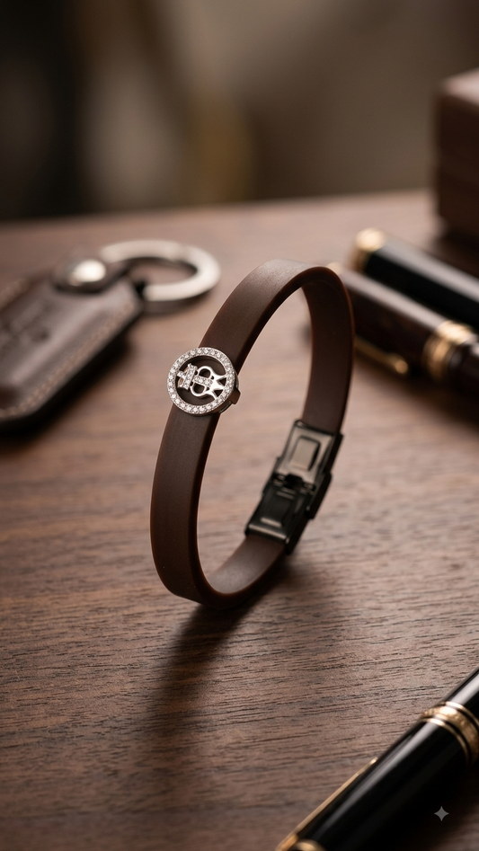 Men's Luxury Leather Emblem Wristband