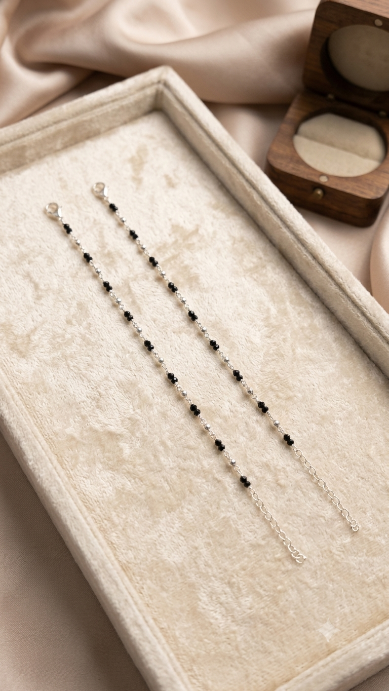 Italian silver 925 nazariya with Black beads