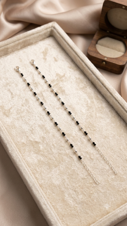 Italian silver 925 nazariya with Black beads