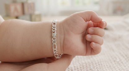 Silver Baby Figaro Link Bracelet – Italian Keepsake Jewelry for Infants & Toddlers