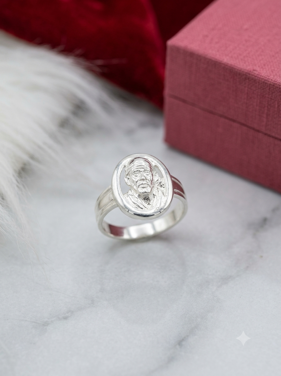 Silver sai baba Ring – Spiritual Statement Ring for Men