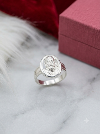 Silver sai baba Ring – Spiritual Statement Ring for Men