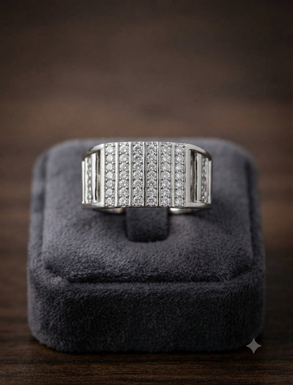 Men’s Multi-Row Channel Set Diamond Band Ring in 925 Silver