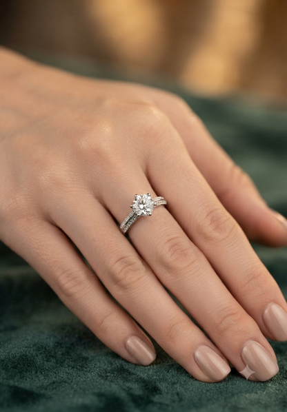 925 Silver Ethereal Split-Shank Brilliant Solitaire Ring