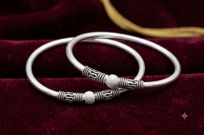 Antique Tribal Textured Silver Kada Bangles (Pair/Single)