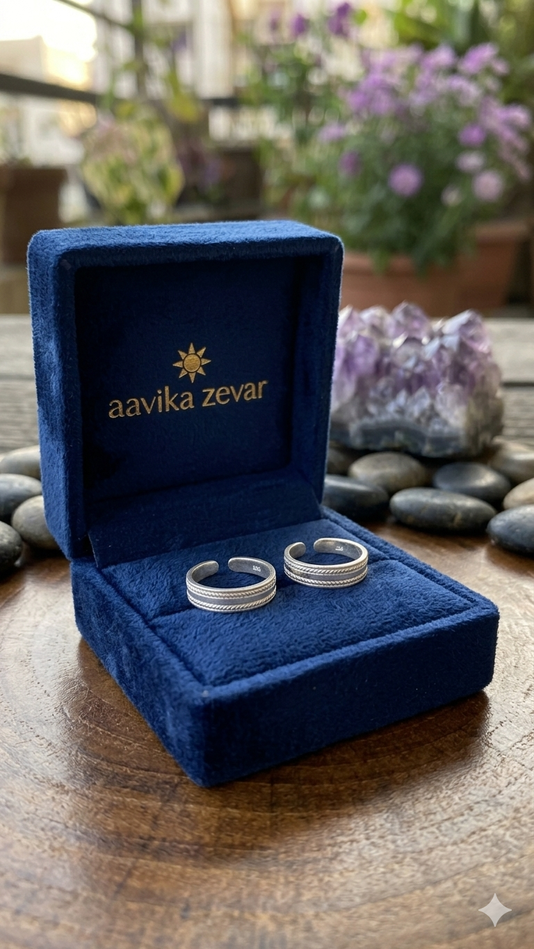 Aavika 925 Sterling Silver Toe Rings (Pair)