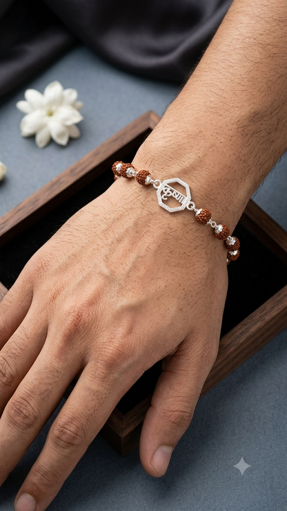 Silver "krishna" Rudraksha Rakhi
