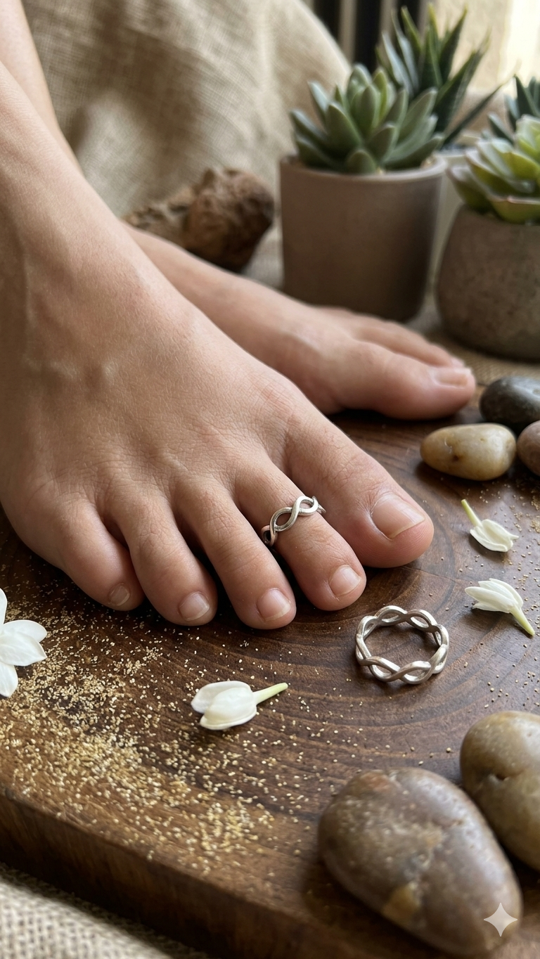 Aavika infinity Silver Toe Rings (Pair)