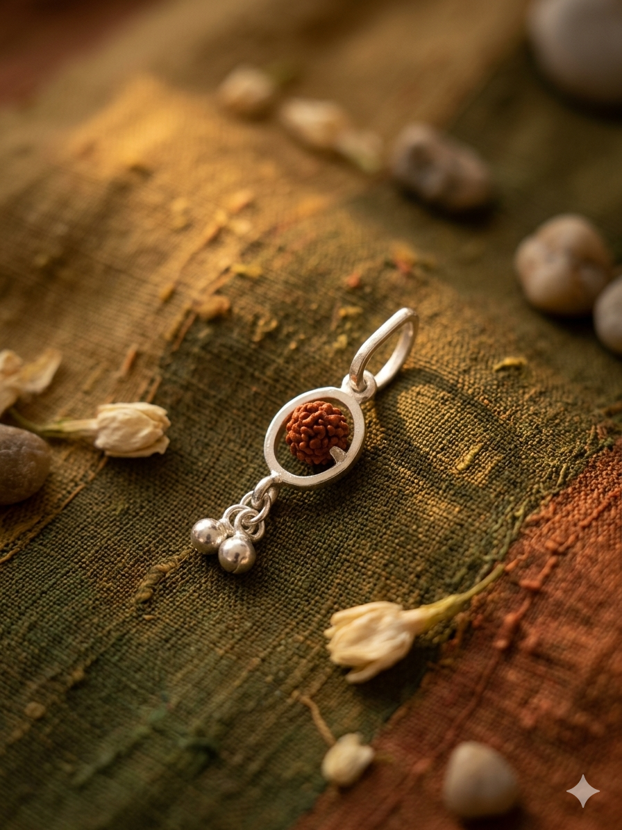 Pure Silver unisex rudraksha pendant