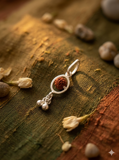 Pure Silver unisex rudraksha pendant