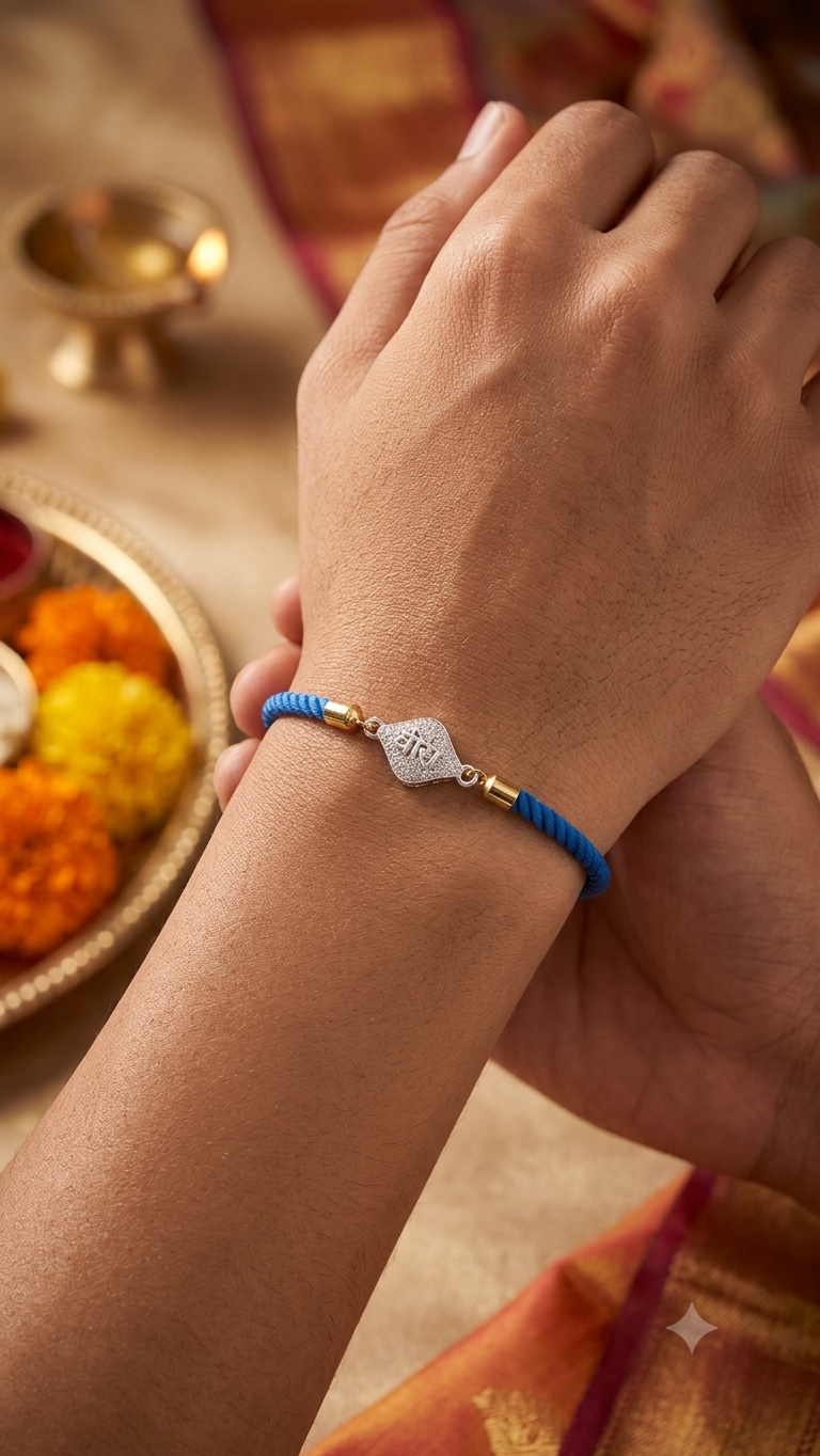 Silver veera rakhi for brother