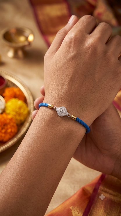 Silver veera rakhi for brother