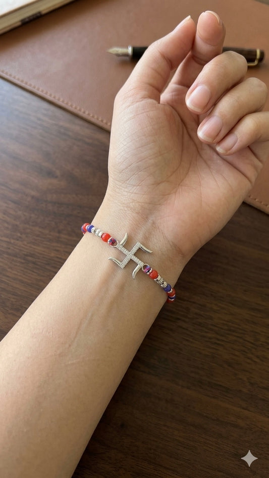 925 silver swastik rakhi 1 piece