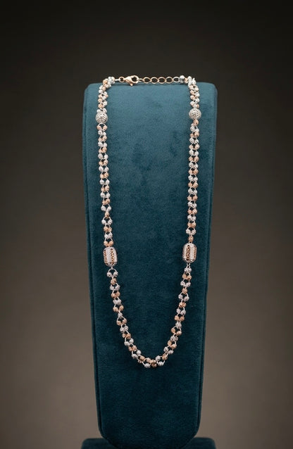 Dual-Tone Textured Beaded Link Necklace / chain