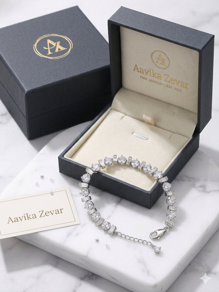Silver Adjustable Tennis Bracelet for Women