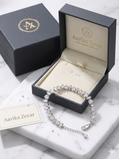 Silver Adjustable Tennis Bracelet for Women
