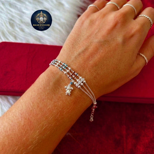 Aavikazevar Minimal Silver Bracelet | Timeless three layer Silver hand mangalsutra for Everyday Elegance