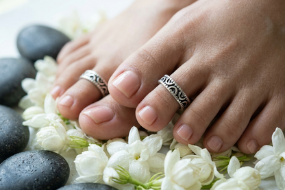 Antique Oxidised Silver Adjustable Toe Ring Pair (Bichhiya) with Arch & Beaded Motif