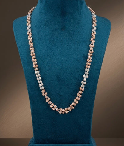 Dual-Tone Textured Beaded Link Necklace / chain