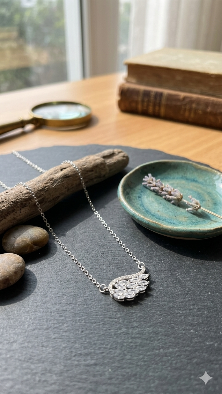 Ethereal Angel Wing Diamond Pendant Necklace