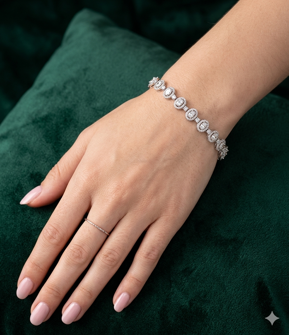 Silver Adjustable Tennis Bracelet for Women