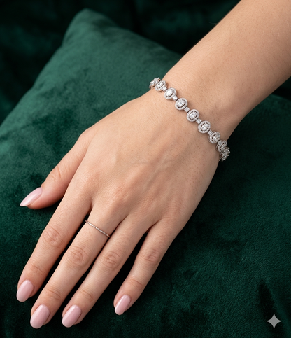 Silver Adjustable Tennis Bracelet for Women