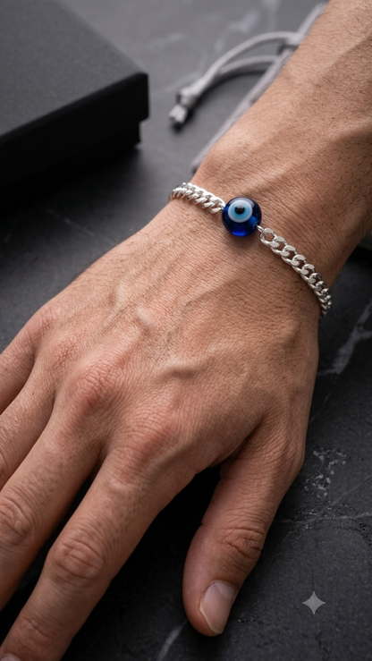 Silver Bracelet with Evil Eye