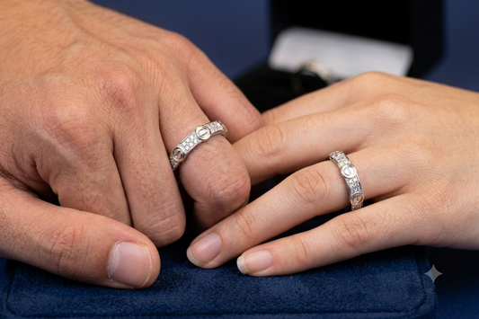 925 Sterling Silver Couple Promise Rings Set