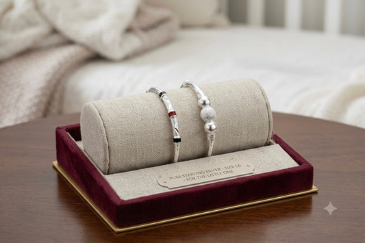 Silver Born Baby Bangles Set (Size 1.5) – Traditional Nazariya Kada Pair for Infants & Toddlers