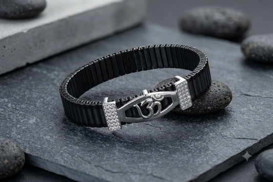Stylish Rolex-Style Belt with Silver Om Charm – Men's Fashion Accessory
