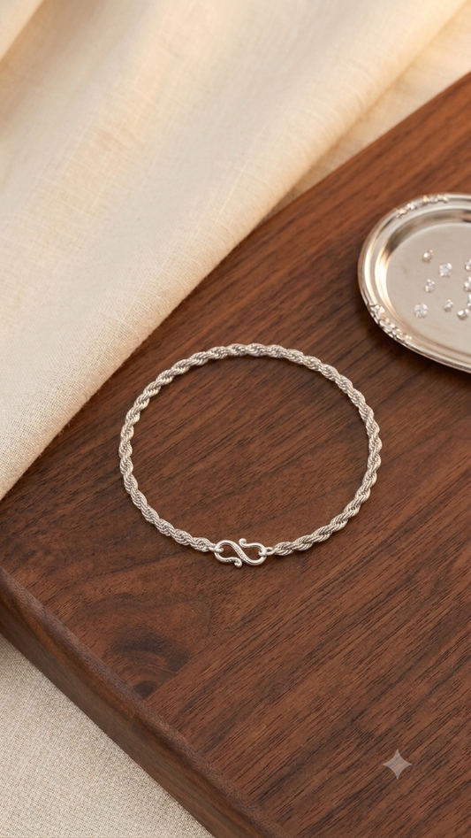 Minimalist Silver Rope Chain Bracelet Unisex